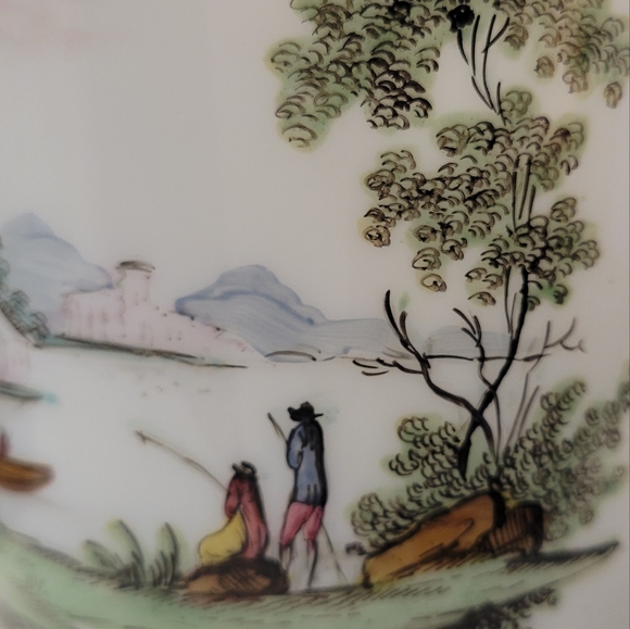 White Milk Glass, Decorative Scene - Picture 3 of 7